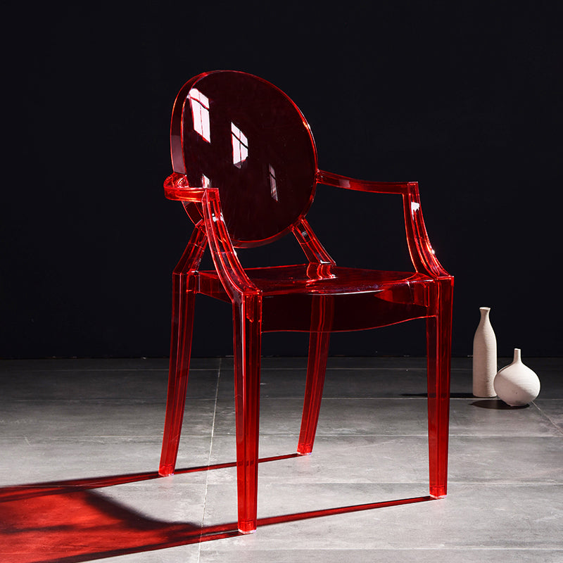 Scandinavian Plastic Dining Arm Chair Open Back Side Chair for Home Use