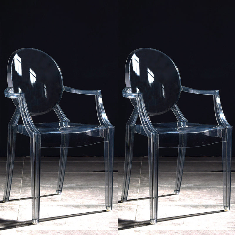 Scandinavian Plastic Dining Arm Chair Open Back Side Chair for Home Use