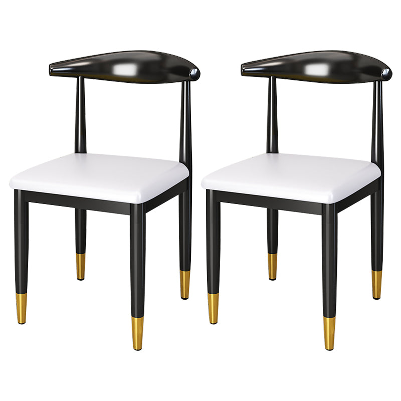 Silla lateral de comedor de estilo contemporáneo de metal con respaldo abierto interior que cena la silla lateral