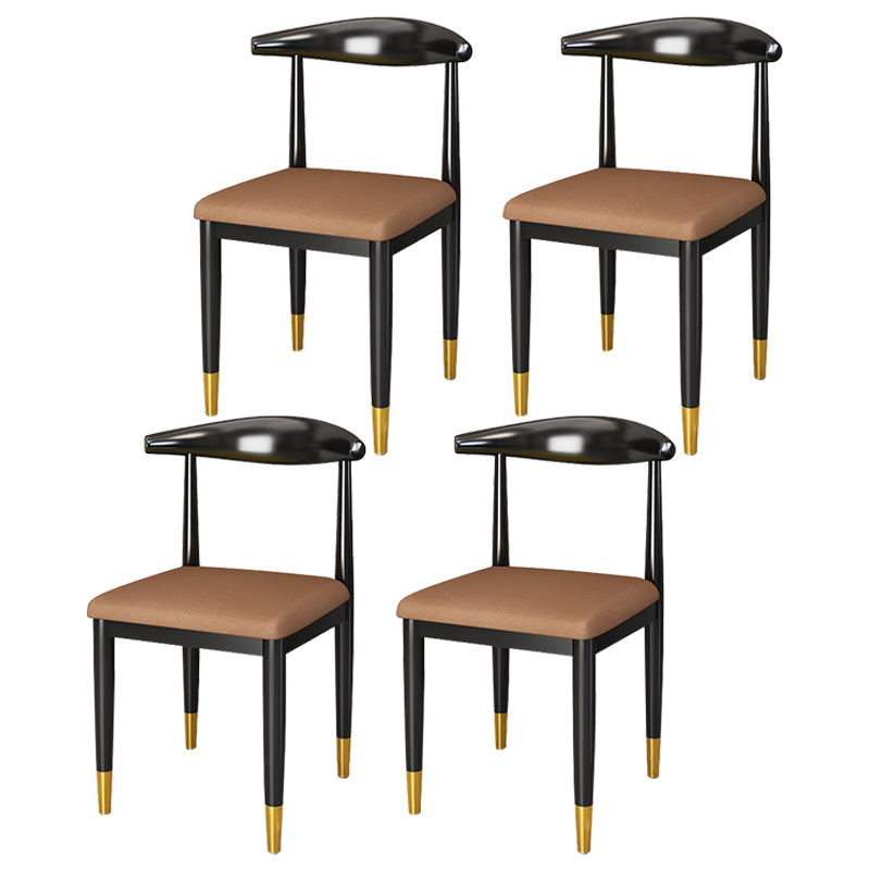 Silla lateral de comedor de estilo contemporáneo de metal con respaldo abierto interior que cena la silla lateral