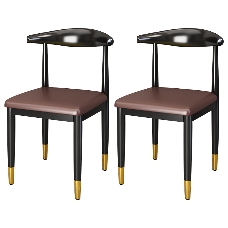 Silla lateral de comedor de estilo contemporáneo de metal con respaldo abierto interior que cena la silla lateral
