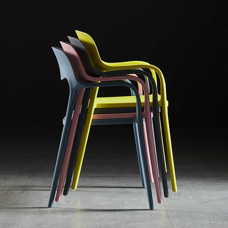 Plastic Open Back Stacking Arm Chair Contemporary Meeting Room Dining Chair