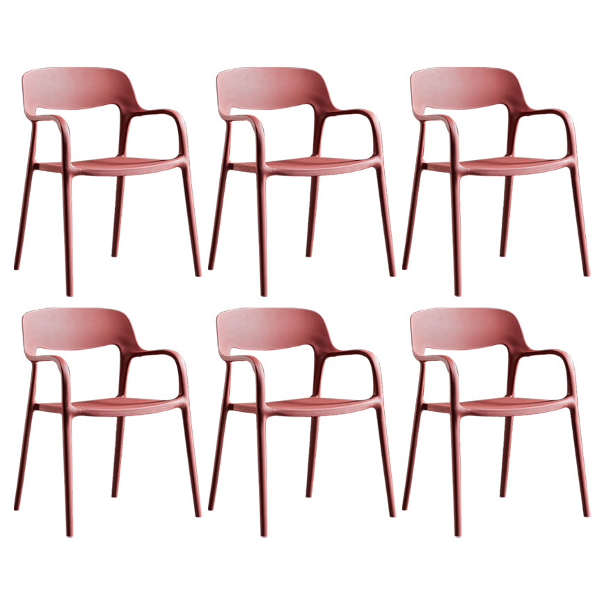 Plastic Open Back Stacking Arm Chair Contemporary Meeting Room Dining Chair