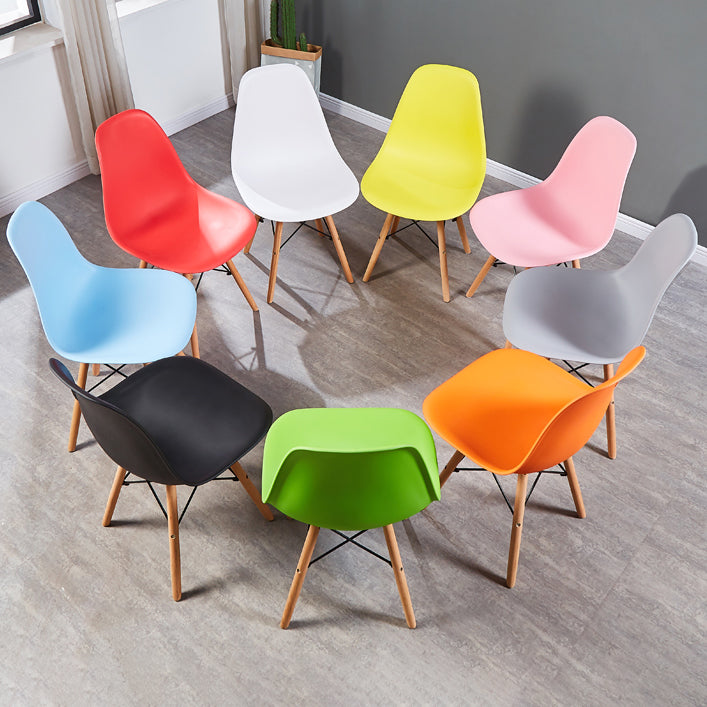 Contemporary Style Plastic Dining Chair Home Side Solid Back Chair for Kitchen
