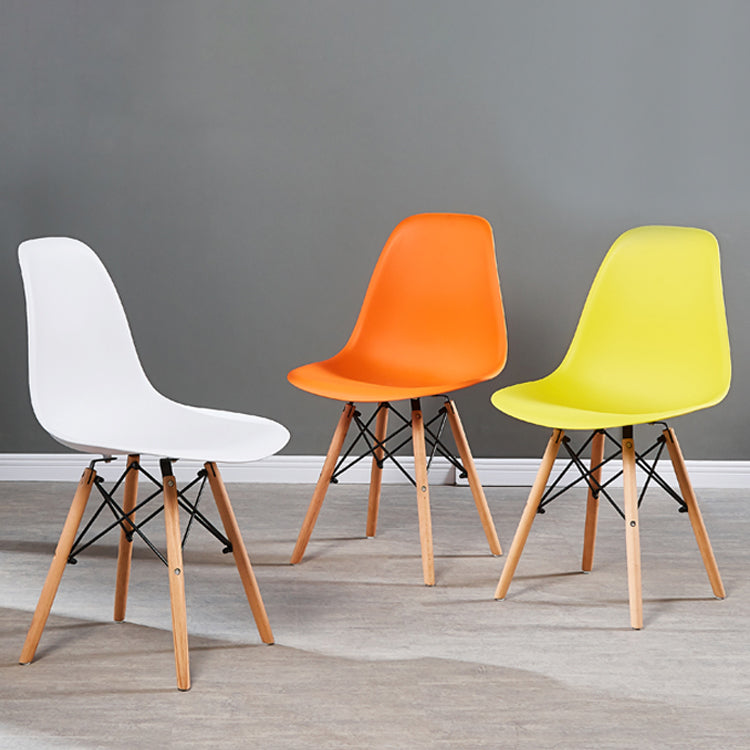 Contemporary Style Plastic Dining Chair Home Side Solid Back Chair for Kitchen