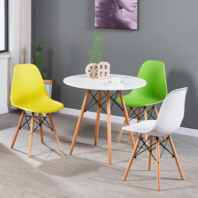 Contemporary Style Plastic Dining Chair Home Side Solid Back Chair for Kitchen