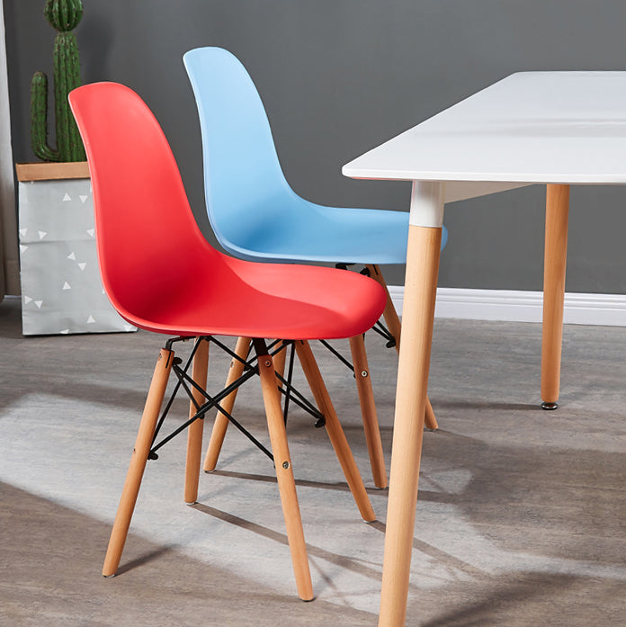 Contemporary Style Plastic Dining Chair Home Side Solid Back Chair for Kitchen