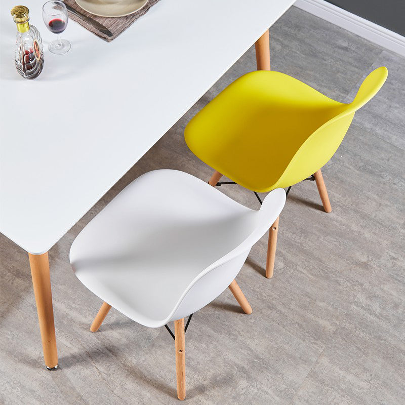 Contemporary Style Plastic Dining Chair Home Side Solid Back Chair for Kitchen