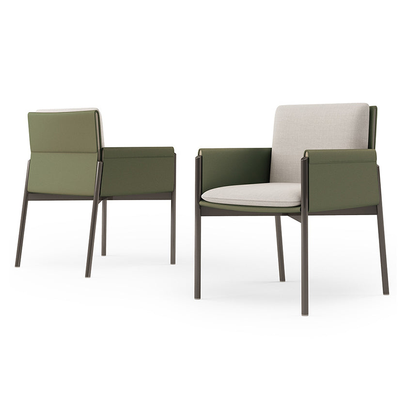 Modern Style Arm Chair Sponge Cushion Dining Chair of 22" Wide with Stainless Steel Legs