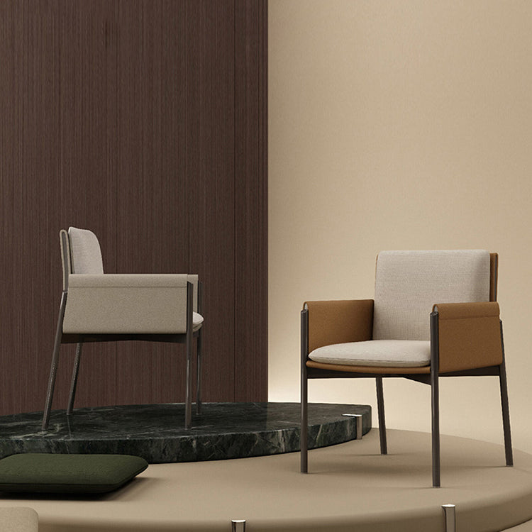 Modern Style Arm Chair Sponge Cushion Dining Chair of 22" Wide with Stainless Steel Legs