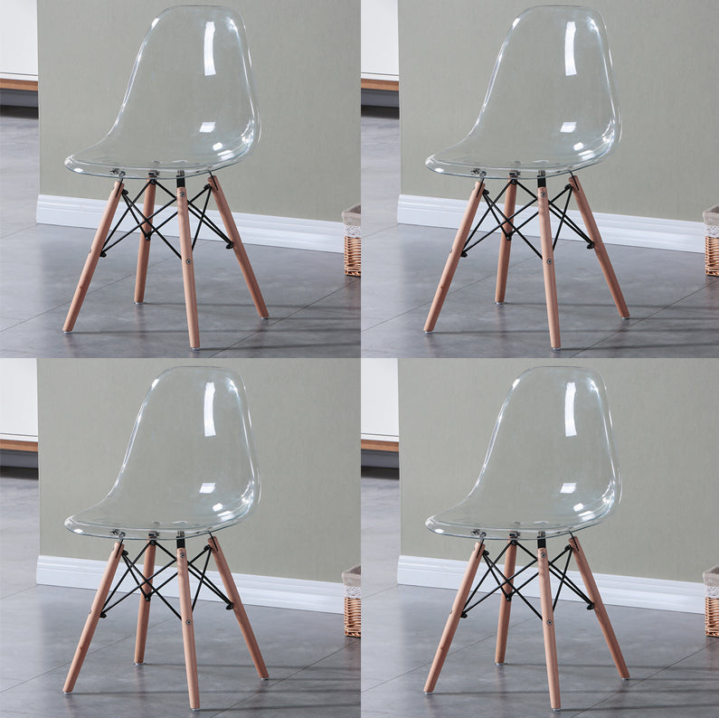 Glam Style Acrylic Side Chair Transparent Armless Dining Chairs for Home