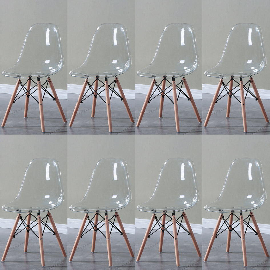 Glam Style Acrylic Side Chair Transparent Armless Dining Chairs for Home