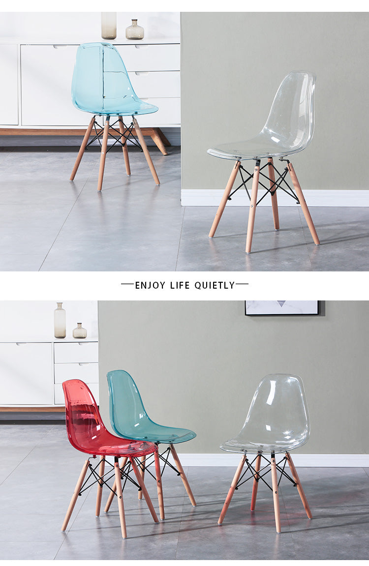 Glam Style Acrylic Side Chair Transparent Armless Dining Chairs for Home
