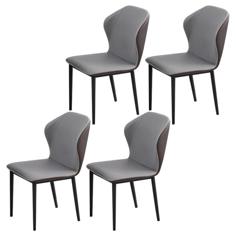 Minimalist Black Solid Back Dining Side Chair Metal Upholstered Dining Side Chair