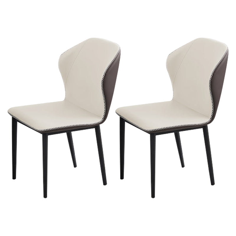 Minimalist Black Solid Back Dining Side Chair Metal Upholstered Dining Side Chair