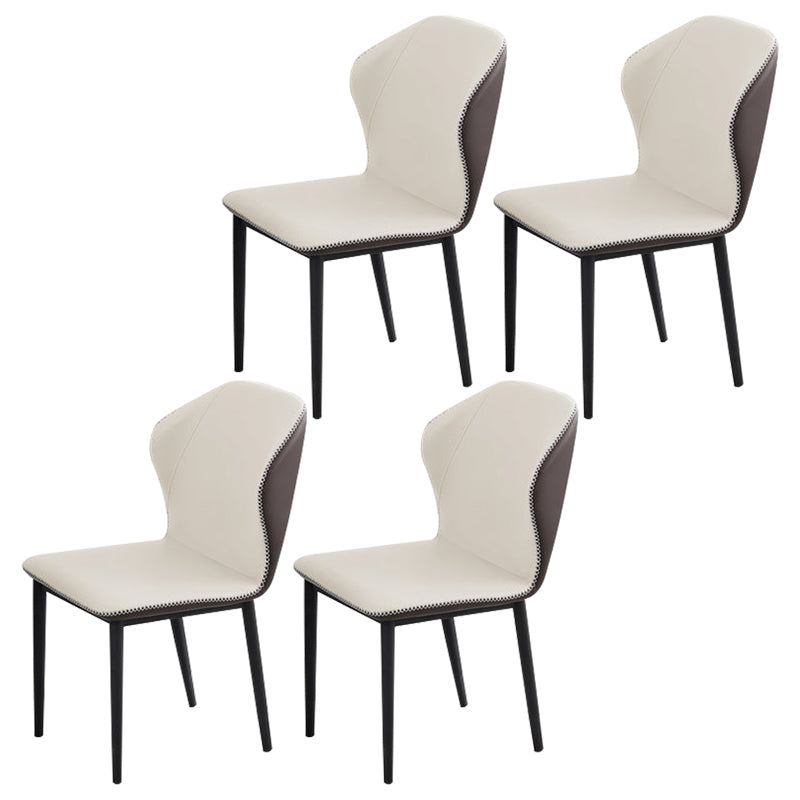 Minimalist Black Solid Back Dining Side Chair Metal Upholstered Dining Side Chair