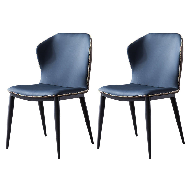 Minimalist Black Solid Back Dining Side Chair Metal Upholstered Dining Side Chair