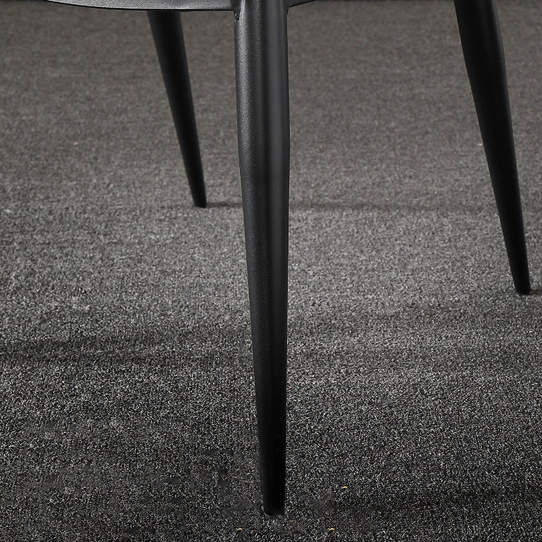 Minimalist Black Solid Back Dining Side Chair Metal Upholstered Dining Side Chair