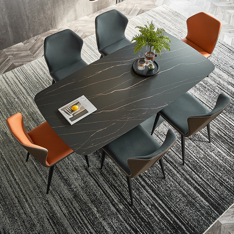 Minimalist Black Solid Back Dining Side Chair Metal Upholstered Dining Side Chair
