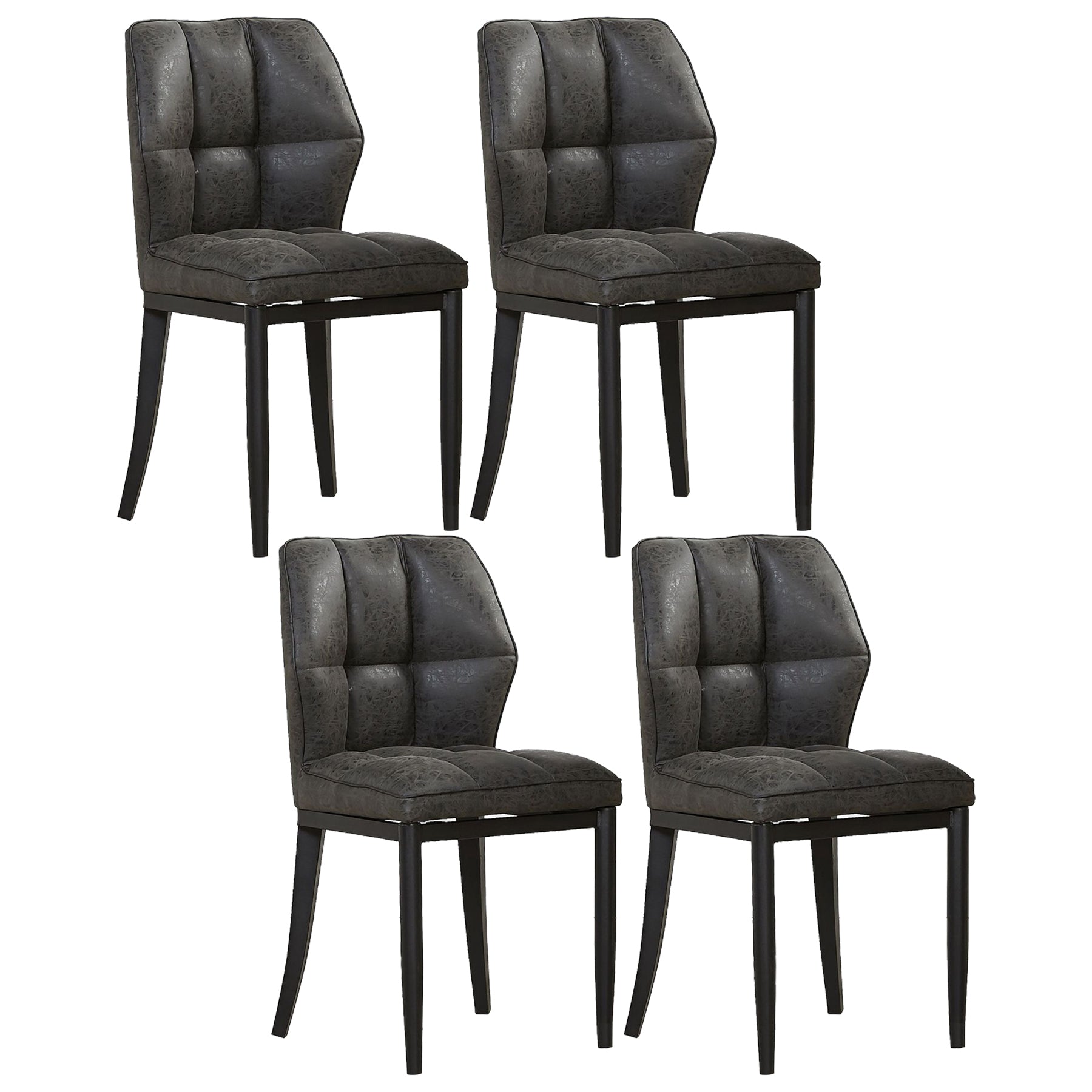 Sillas de comedor sin brazos de cuero, sillas laterales tapizadas modernas con patas de metal