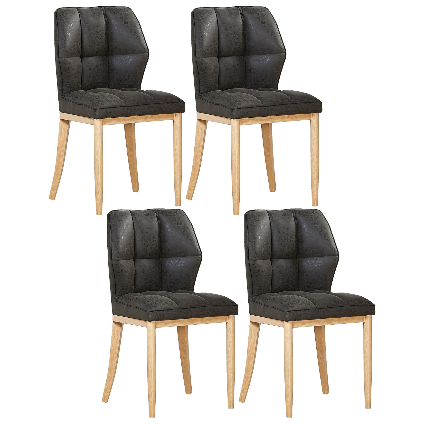Sillas de comedor sin brazos de cuero, sillas laterales tapizadas modernas con patas de metal