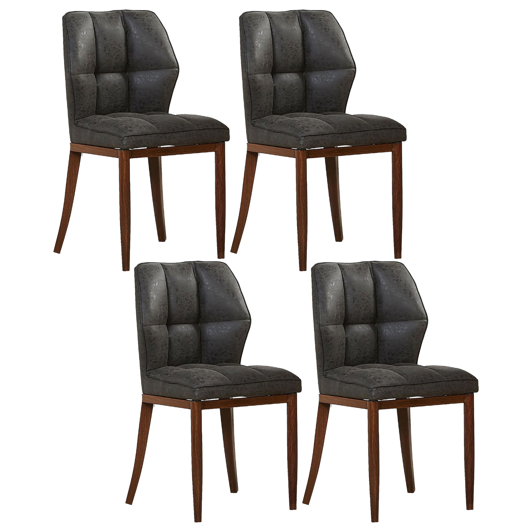 Sillas de comedor sin brazos de cuero, sillas laterales tapizadas modernas con patas de metal
