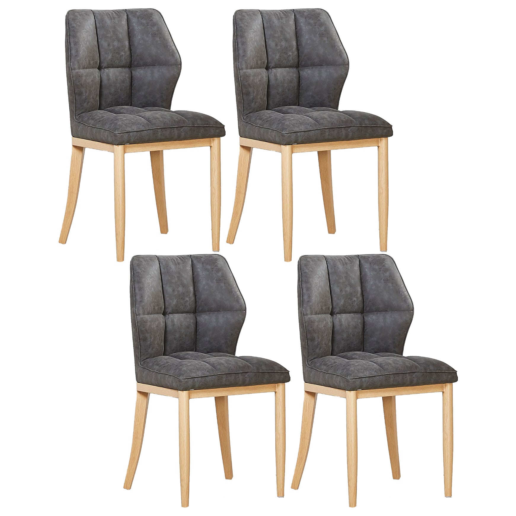 Sillas de comedor sin brazos de cuero, sillas laterales tapizadas modernas con patas de metal