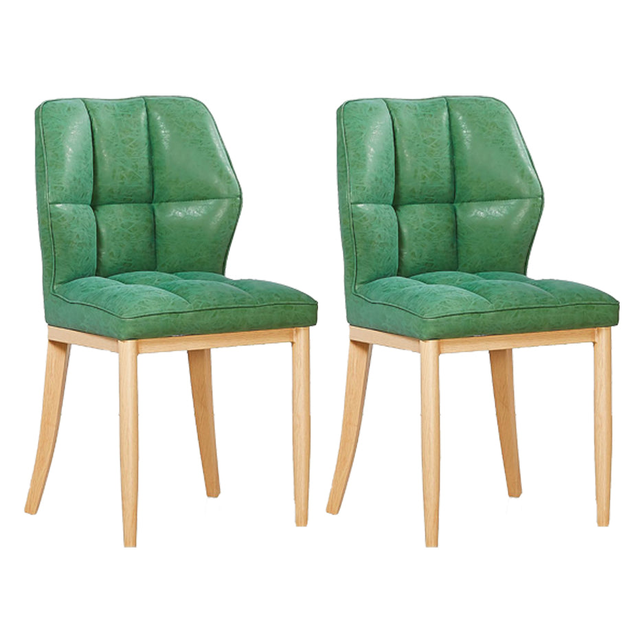 Sillas de comedor sin brazos de cuero, sillas laterales tapizadas modernas con patas de metal