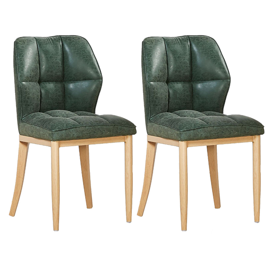 Sillas de comedor sin brazos de cuero, sillas laterales tapizadas modernas con patas de metal