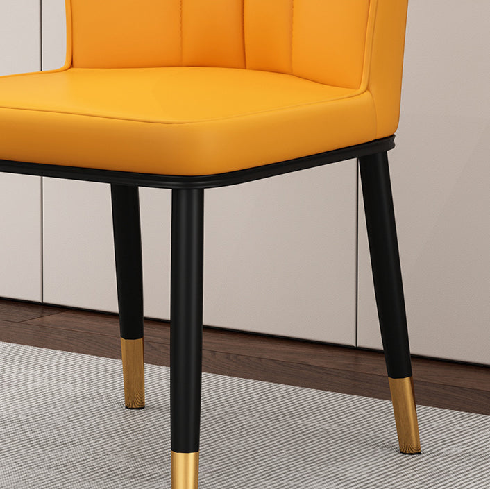 Moderner Küchen-Esszimmerstuhl aus Leder, 91,4 cm hoch, Parsons-Stuhl mit Metallbeinen