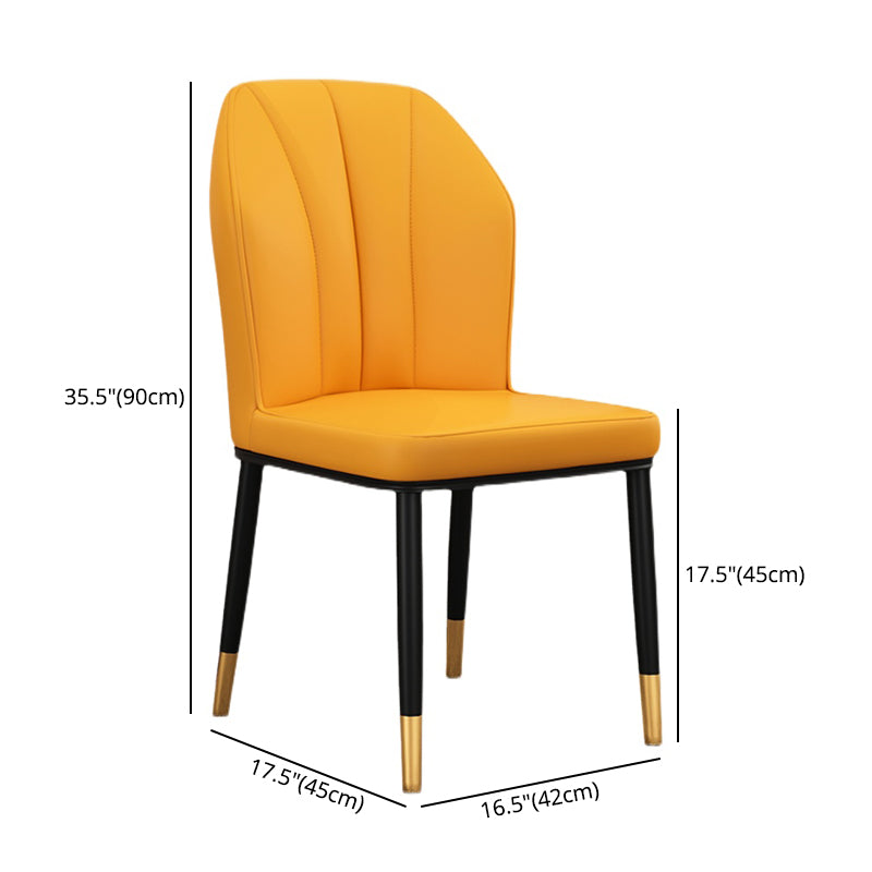 Moderner Küchen-Esszimmerstuhl aus Leder, 91,4 cm hoch, Parsons-Stuhl mit Metallbeinen
