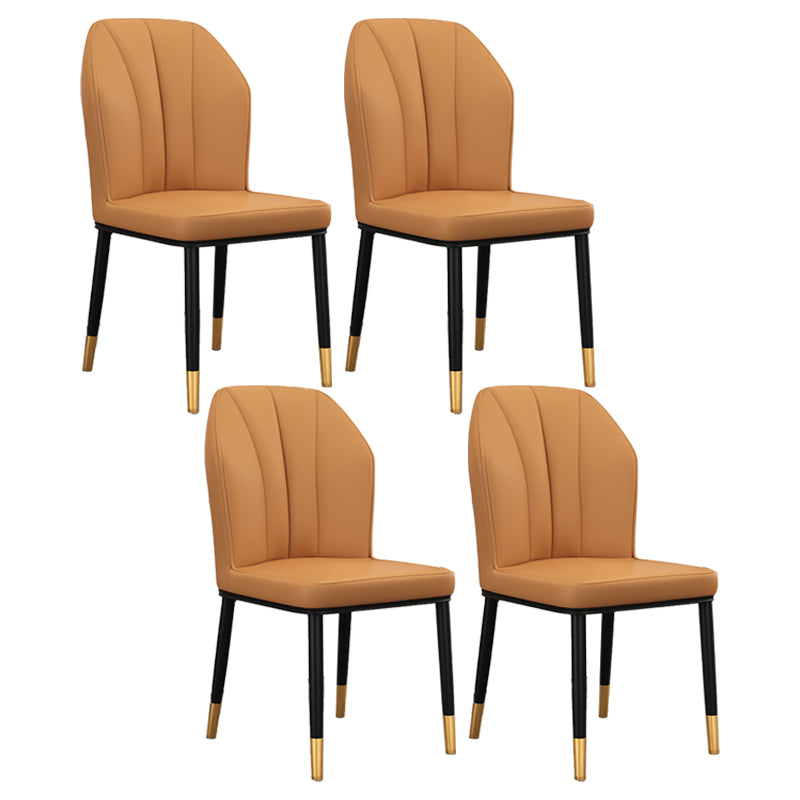Moderner Küchen-Esszimmerstuhl aus Leder, 91,4 cm hoch, Parsons-Stuhl mit Metallbeinen