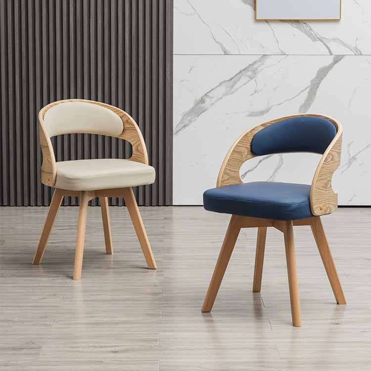 Silla de comedor moderna de madera con cojín de color, respaldo abierto, silla lateral para el hogar