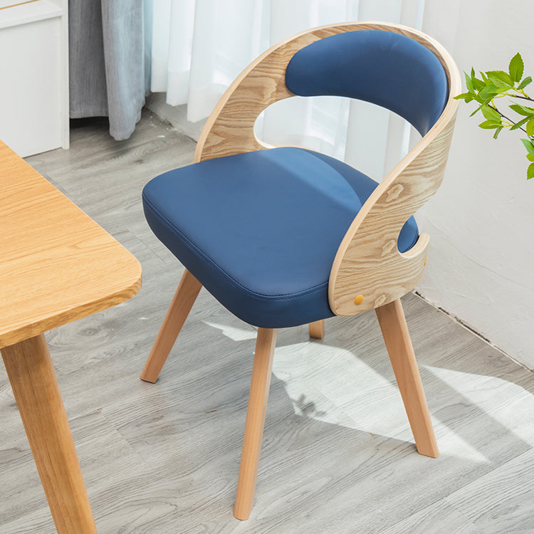Silla de comedor moderna de madera con cojín de color, respaldo abierto, silla lateral para el hogar