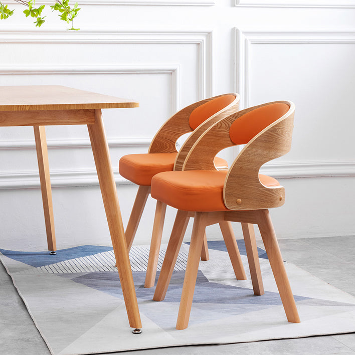 Silla de comedor moderna de madera con cojín de color, respaldo abierto, silla lateral para el hogar