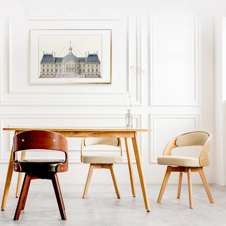 Silla de comedor moderna de madera con cojín de color, respaldo abierto, silla lateral para el hogar