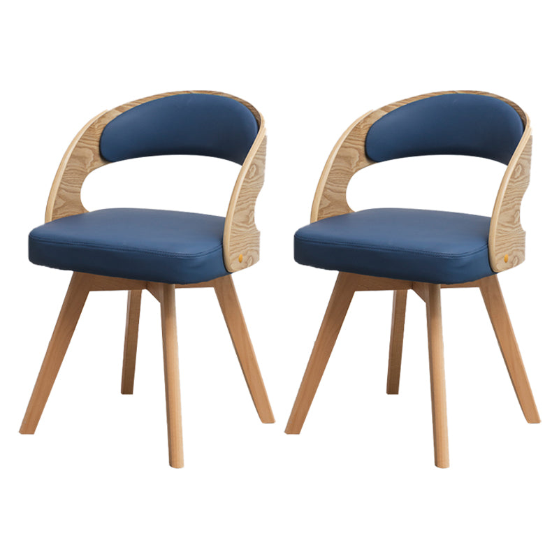 Silla de comedor moderna de madera con cojín de color, respaldo abierto, silla lateral para el hogar