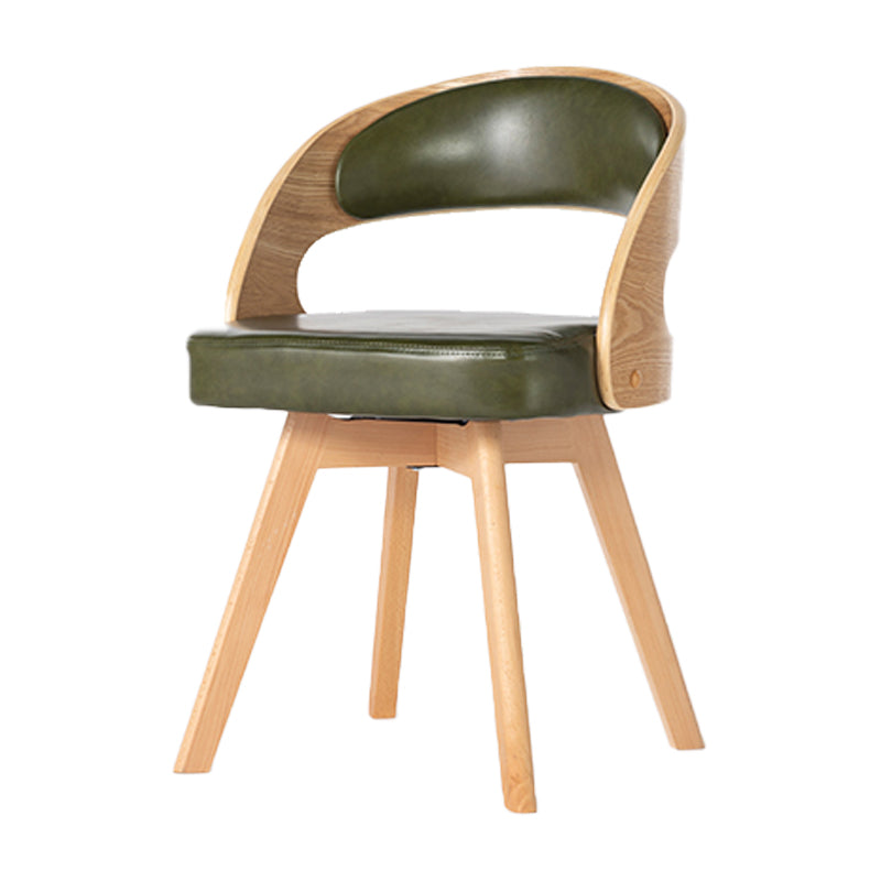 Silla de comedor moderna de madera con cojín de color, respaldo abierto, silla lateral para el hogar