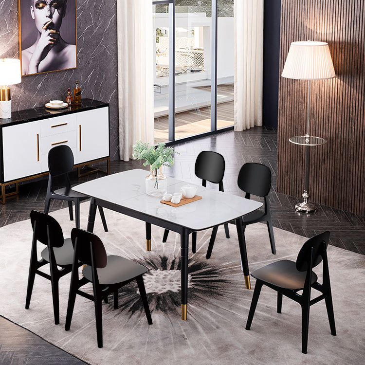 Contemporary Kitchen Dining Chair Open Back Dining Side Chair with Wooden Legs