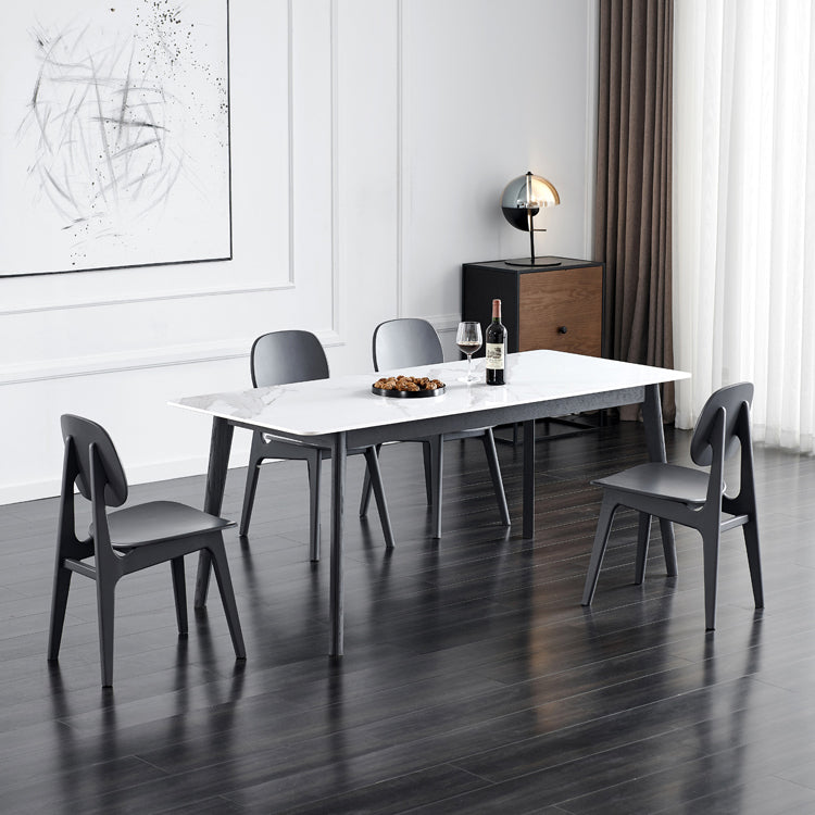 Contemporary Kitchen Dining Chair Open Back Dining Side Chair with Wooden Legs