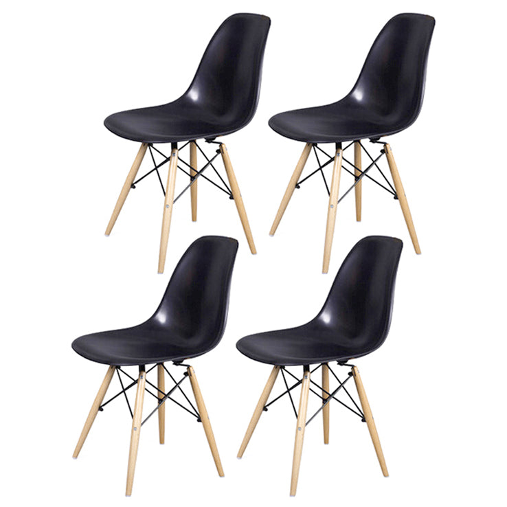Glam Style Side Chair Set Plastic Dining Room Side Chair with Wood Legs