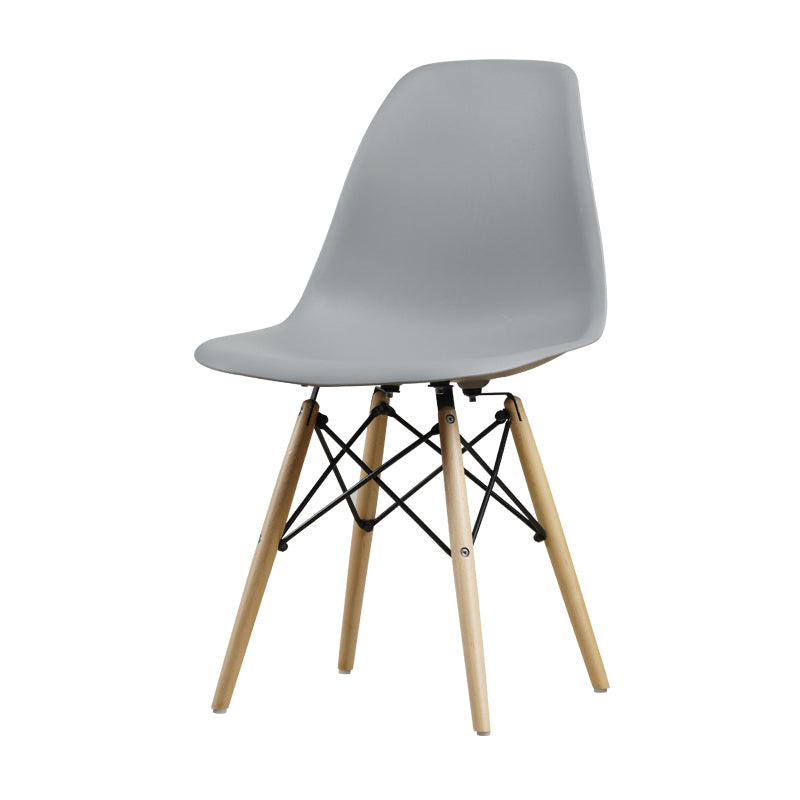 Glam Style Side Chair Set Plastic Dining Room Side Chair with Wood Legs