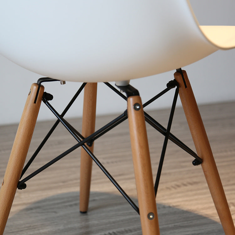 Glam Style Side Chair Set Plastic Dining Room Side Chair with Wood Legs