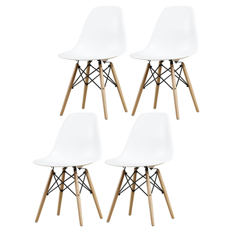 Glam Style Side Chair Set Plastic Dining Room Side Chair with Wood Legs