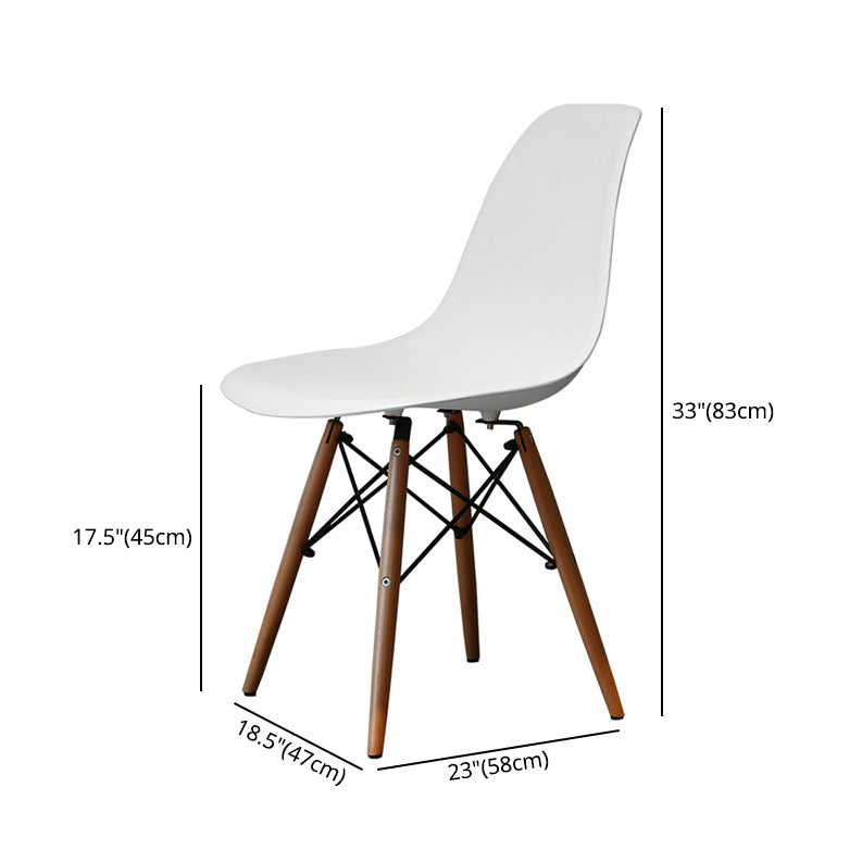 Glam Style Side Chair Set Plastic Dining Room Side Chair with Wood Legs