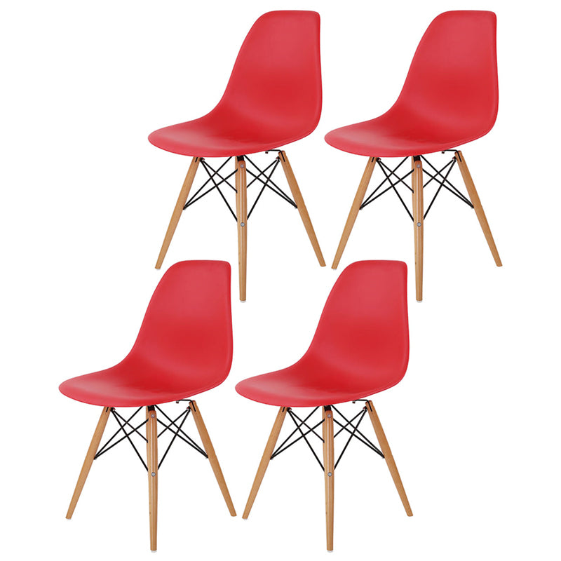 Glam Style Side Chair Set Plastic Dining Room Side Chair with Wood Legs