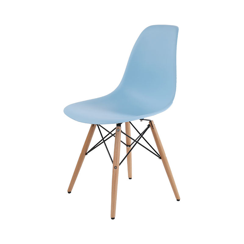 Glam Style Side Chair Set Plastic Dining Room Side Chair with Wood Legs