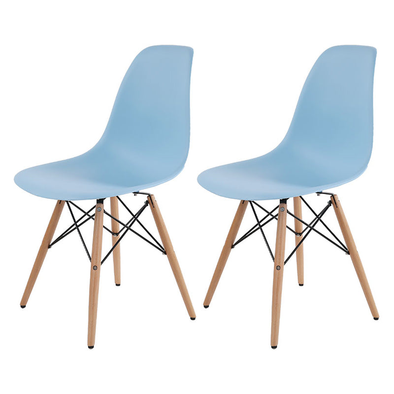 Glam Style Side Chair Set Plastic Dining Room Side Chair with Wood Legs