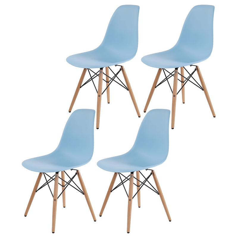 Glam Style Side Chair Set Plastic Dining Room Side Chair with Wood Legs