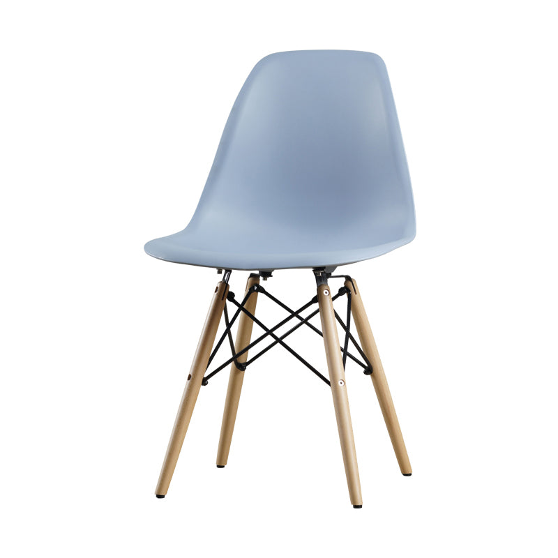 Glam Style Side Chair Set Plastic Dining Room Side Chair with Wood Legs